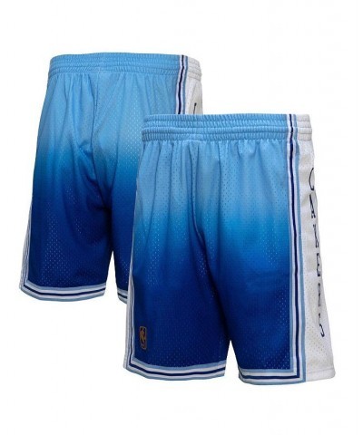 Men's Light Blue and Blue Los Angeles Lakers 1996/97 Hardwood Classics Fadeaway Reload 3.0 Swingman Shorts $30.10 Shorts