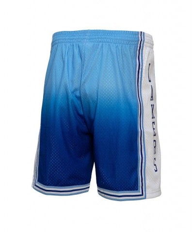 Men's Light Blue and Blue Los Angeles Lakers 1996/97 Hardwood Classics Fadeaway Reload 3.0 Swingman Shorts $30.10 Shorts