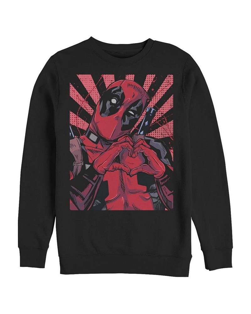 Men's Close Heart Deadpool Crew Fleece Pullover Black $31.87 Sweatshirt