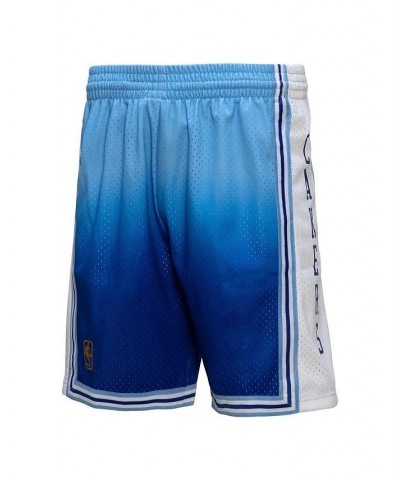 Men's Light Blue and Blue Los Angeles Lakers 1996/97 Hardwood Classics Fadeaway Reload 3.0 Swingman Shorts $30.10 Shorts