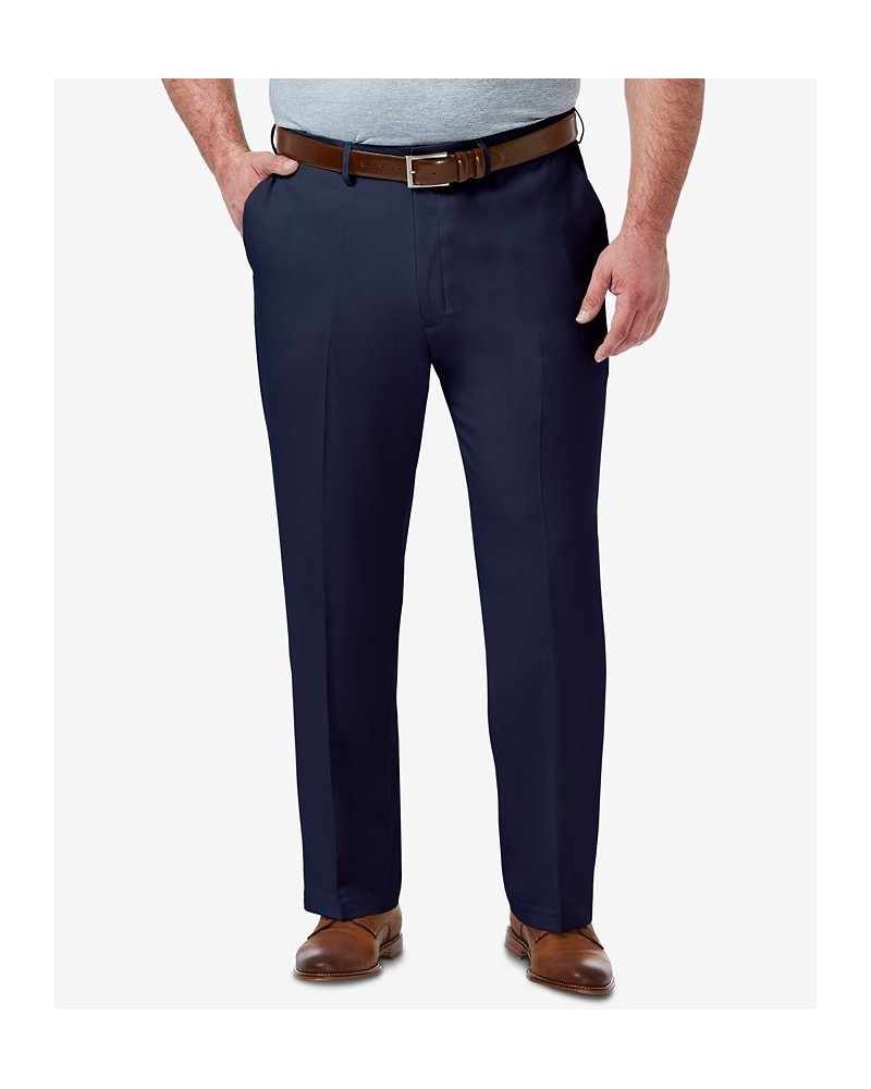 Men's Big & Tall Premium Comfort Stretch Classic-Fit Solid Flat Front Dress Pants Blue $31.34 Pants