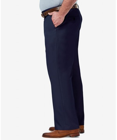 Men's Big & Tall Premium Comfort Stretch Classic-Fit Solid Flat Front Dress Pants Blue $31.34 Pants