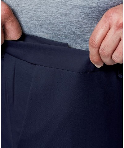 Men's Big & Tall Premium Comfort Stretch Classic-Fit Solid Flat Front Dress Pants Blue $31.34 Pants