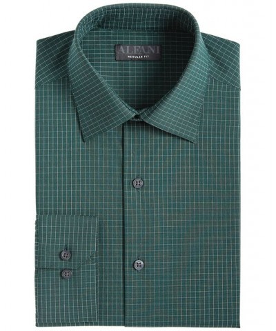 Men's Regular Fit 2-Way Stretch Stain Resistant Stretch Check Dress Shirt Green $20.80 Dress Shirts