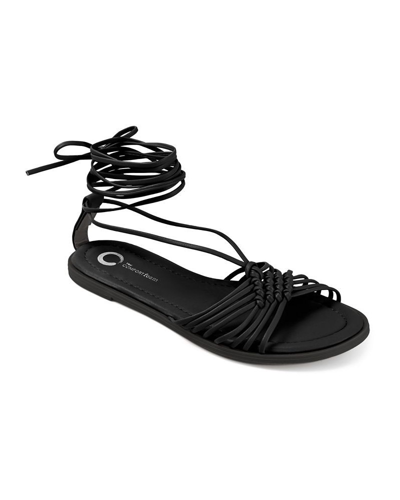 Women's Jess Tie-Up Sandals Black $36.80 Shoes