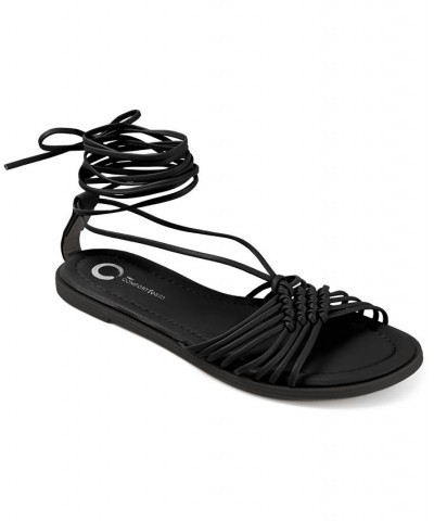 Women's Jess Tie-Up Sandals Black $36.80 Shoes