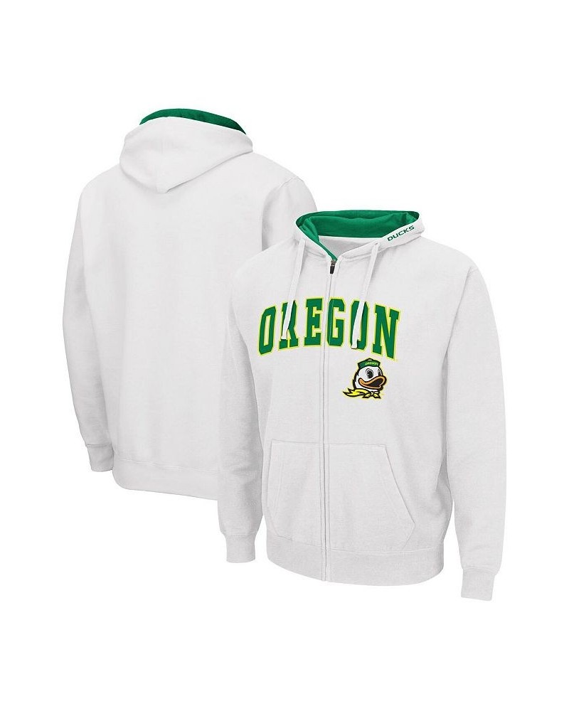 Men's White Oregon Ducks Arch Logo 3.0 Full-Zip Hoodie $28.20 Sweatshirt