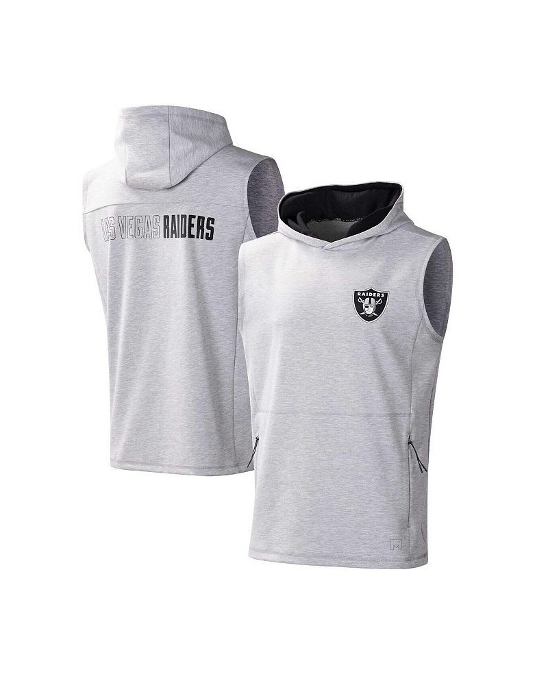 Men's Heather Gray Las Vegas Raiders Action Sleeveless Pullover Hoodie $27.26 T-Shirts