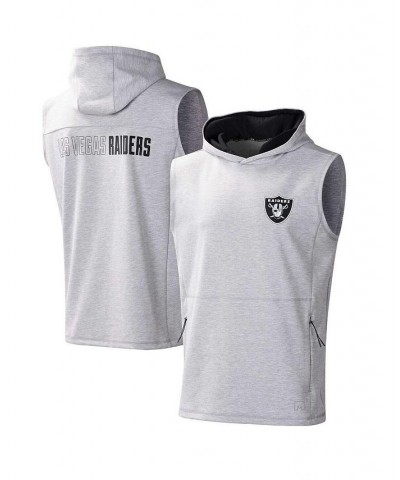 Men's Heather Gray Las Vegas Raiders Action Sleeveless Pullover Hoodie $27.26 T-Shirts