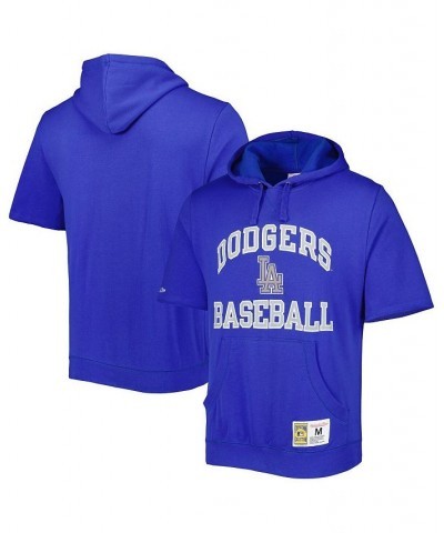 Men's Royal Los Angeles Dodgers Cooperstown Collection Washed Fleece Pullover Short Sleeve Hoodie $52.24 Sweatshirt