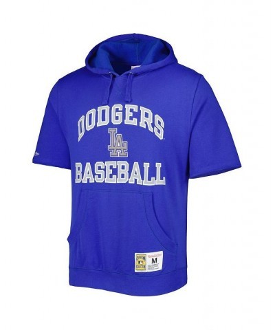 Men's Royal Los Angeles Dodgers Cooperstown Collection Washed Fleece Pullover Short Sleeve Hoodie $52.24 Sweatshirt