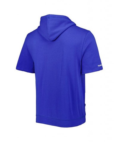 Men's Royal Los Angeles Dodgers Cooperstown Collection Washed Fleece Pullover Short Sleeve Hoodie $52.24 Sweatshirt