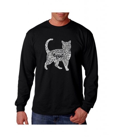 Men's Word Art Long Sleeve T-Shirt - Cat Black $23.19 T-Shirts