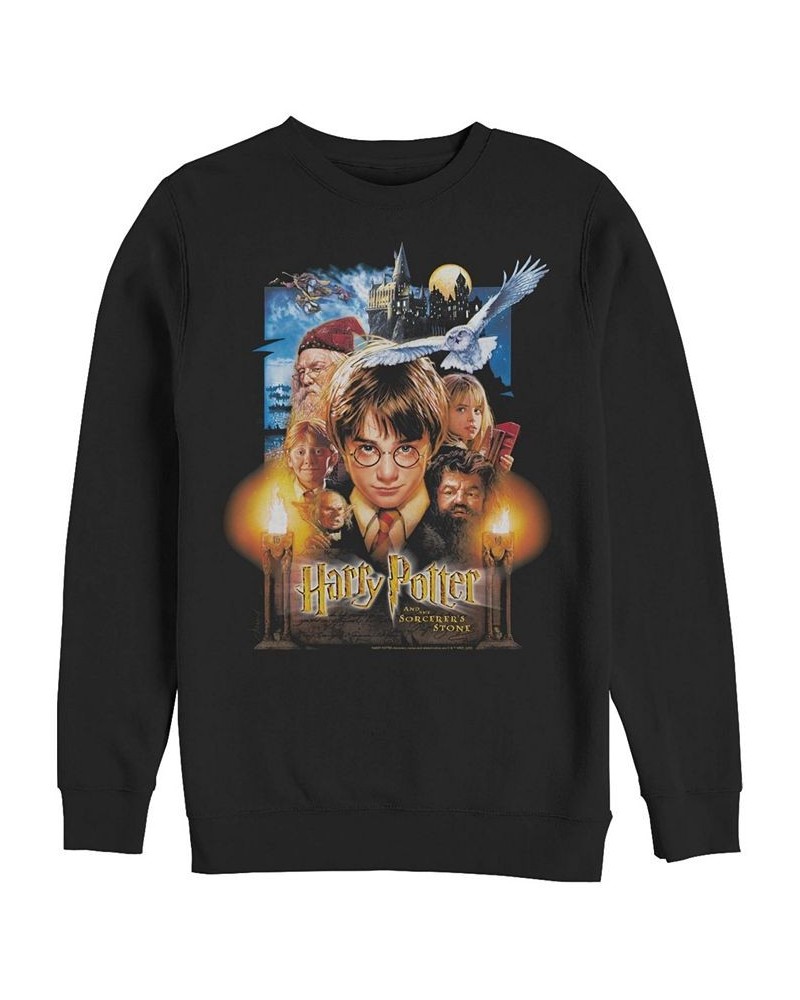 Men's Harry Potter Sorcerer's Stone Poster Crew Fleece Sweatshirt Black $24.18 Sweatshirt