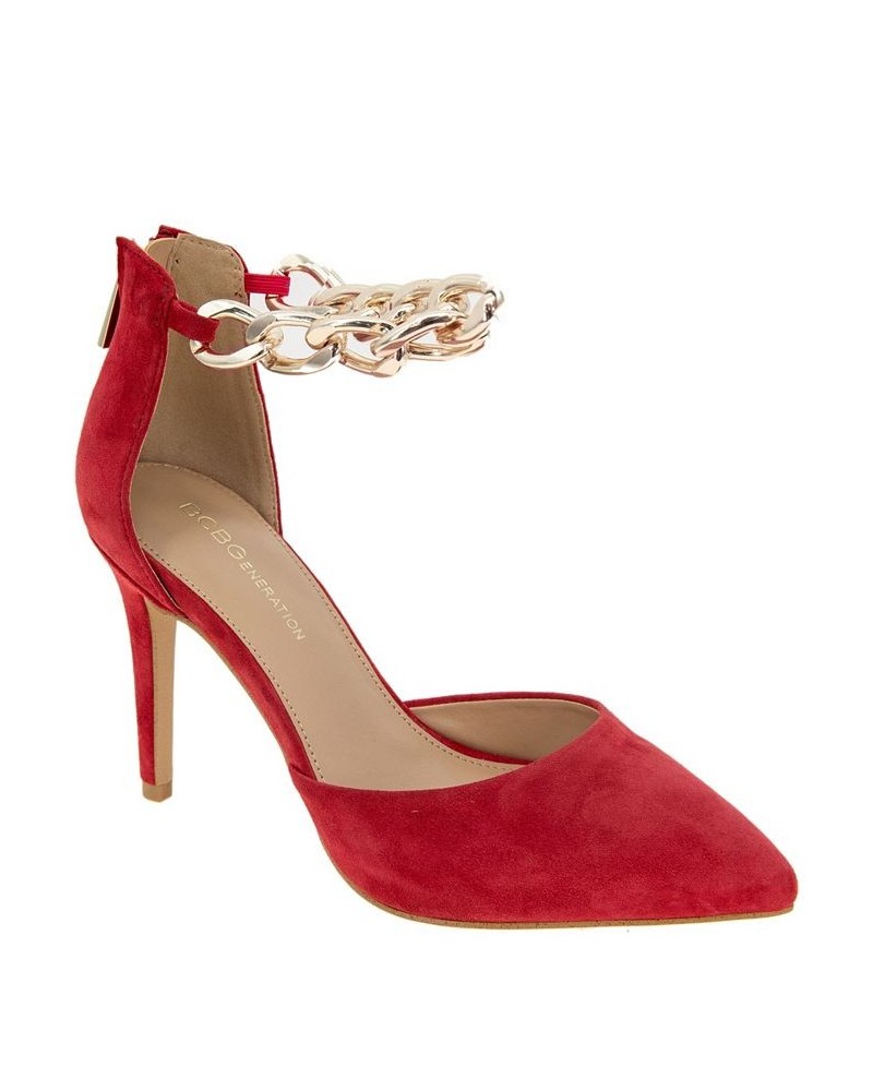 Women's Handi-3 Genuine Suede Pump Red $61.92 Shoes