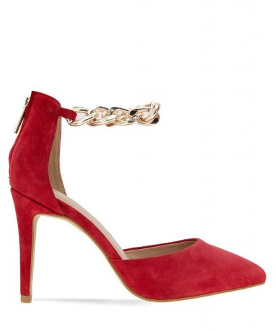 Women's Handi-3 Genuine Suede Pump Red $61.92 Shoes