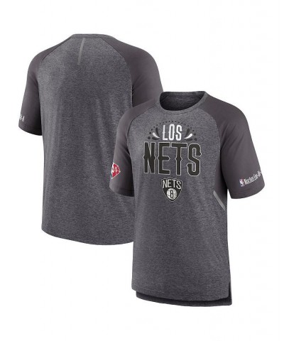 Men's Branded Heathered Gray Brooklyn Nets 2022 Noches Ene-Be-A Core Shooting Raglan T-shirt $23.50 T-Shirts