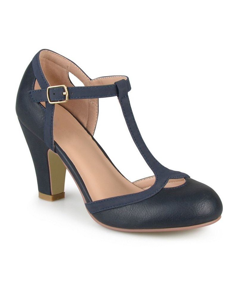 Women's Olina T-Strap Heels Blue $44.00 Shoes