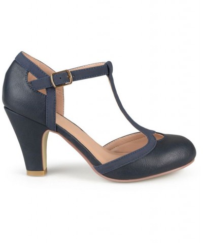 Women's Olina T-Strap Heels Blue $44.00 Shoes