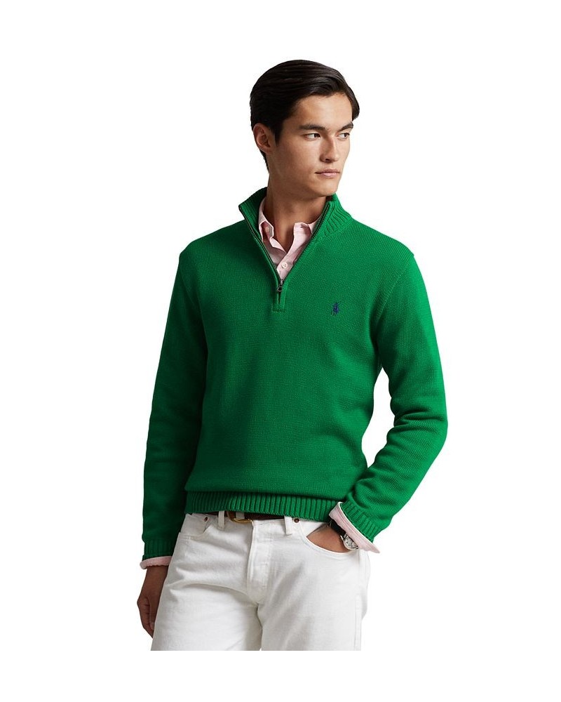 Men's Cotton Quarter-Zip Sweater Green $53.35 Sweaters