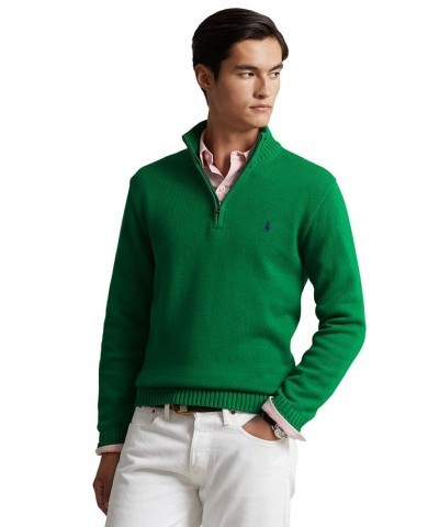 Men's Cotton Quarter-Zip Sweater Green $53.35 Sweaters