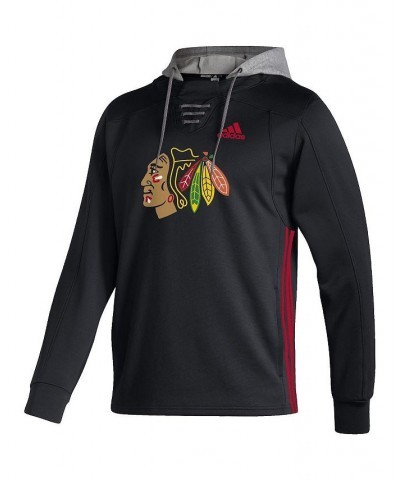 Men's Black Chicago Blackhawks Skate Lace Aeroready Pullover Hoodie $55.00 Sweatshirt