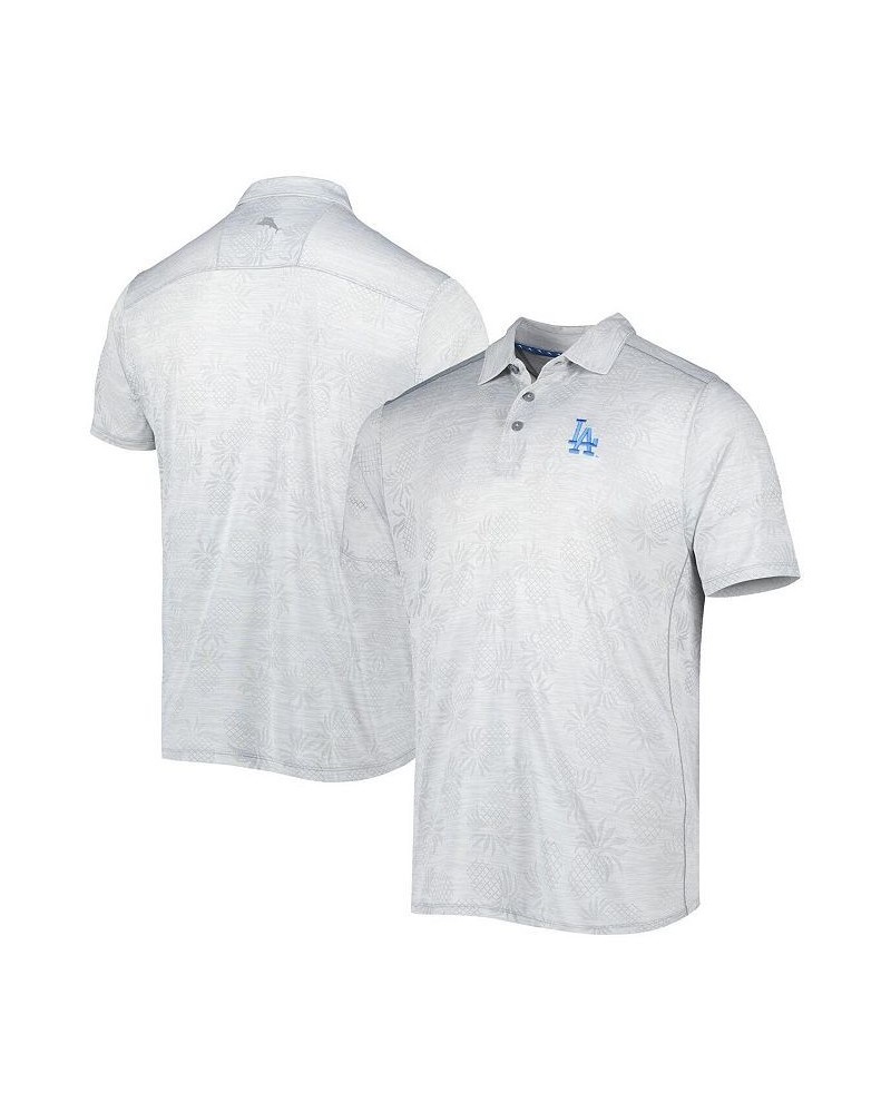 Men's Gray Los Angeles Dodgers IslandZone Pineapple Palm Coast Polo Shirt $46.20 Polo Shirts