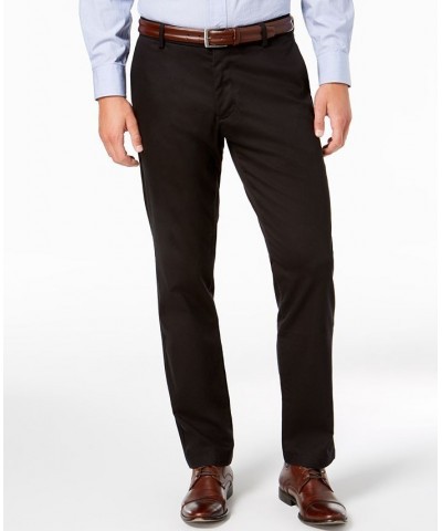 Men's Signature Lux Cotton Athletic Fit Stretch Khaki Pants Black $28.80 Pants