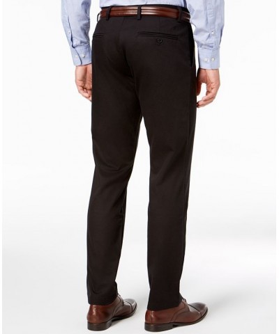 Men's Signature Lux Cotton Athletic Fit Stretch Khaki Pants Black $28.80 Pants