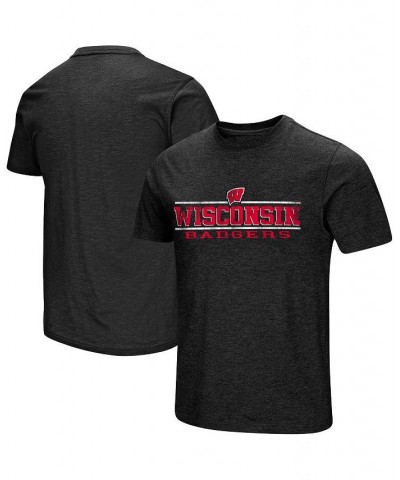 Men's Black Wisconsin Badgers Team Bar T-shirt $13.80 T-Shirts