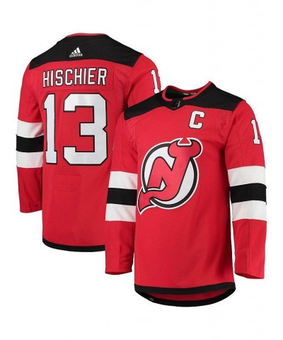 Men's Nico Hischier Red New Jersey Devils Home Captain Patch Primegreen Authentic Pro Player Jersey $74.62 Jersey