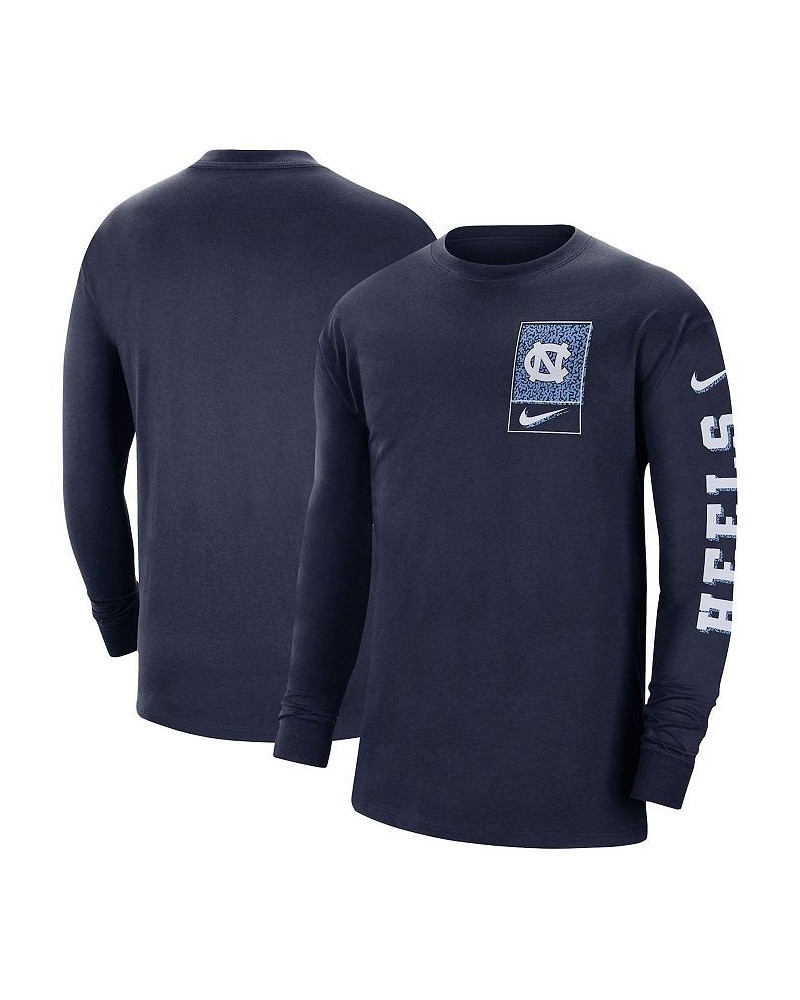 Men's Navy North Carolina Tar Heels Seasonal Max90 2-Hit Long Sleeve T-shirt $21.50 T-Shirts