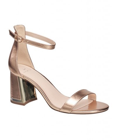 Women's Ankle Strap Dress Sandals Gold $40.18 Shoes