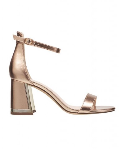 Women's Ankle Strap Dress Sandals Gold $40.18 Shoes