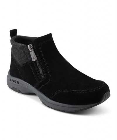 Women's Tshuffle Casual Flat Walking Booties Black $31.58 Shoes