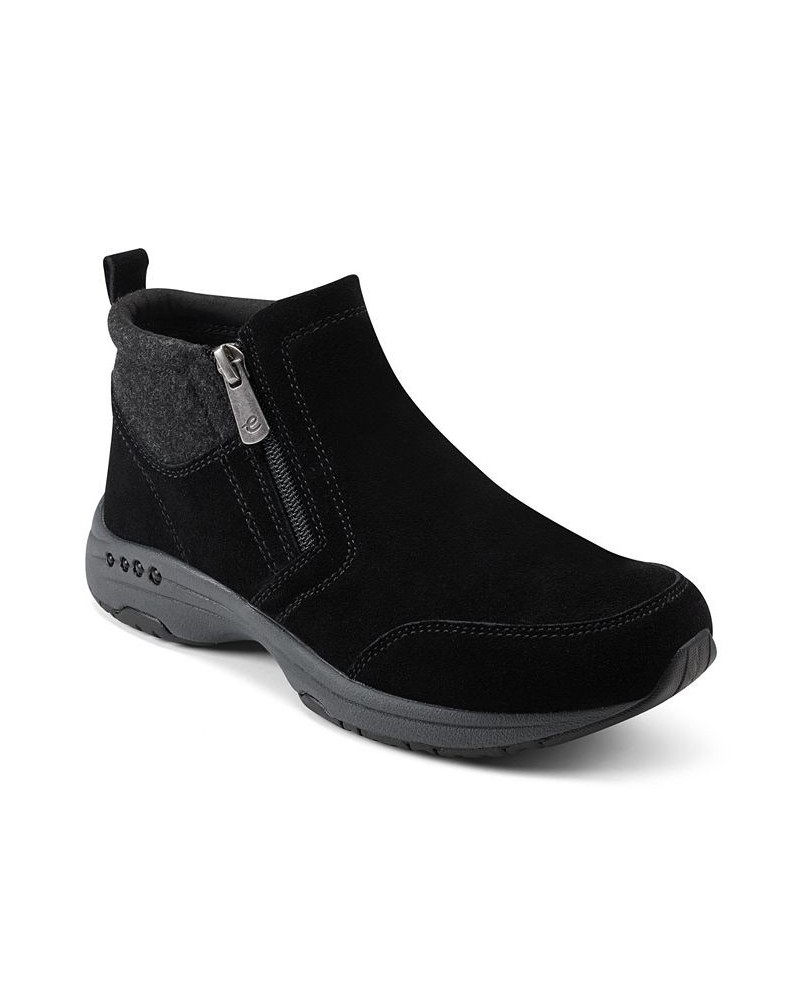 Women's Tshuffle Casual Flat Walking Booties Black $31.58 Shoes