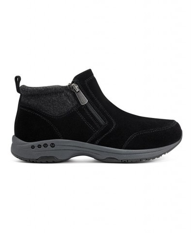 Women's Tshuffle Casual Flat Walking Booties Black $31.58 Shoes