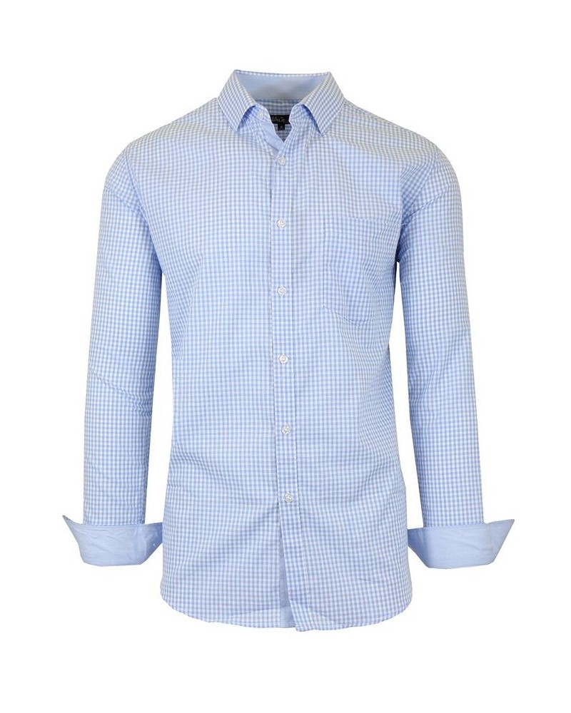 Men's Long Sleeve Gingham Dress Shirt PD03 $31.28 Shirts