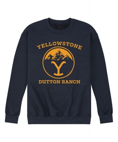 Men's Yellowstone Y Moutains Fleece Sweatshirt Blue $23.65 Sweatshirt