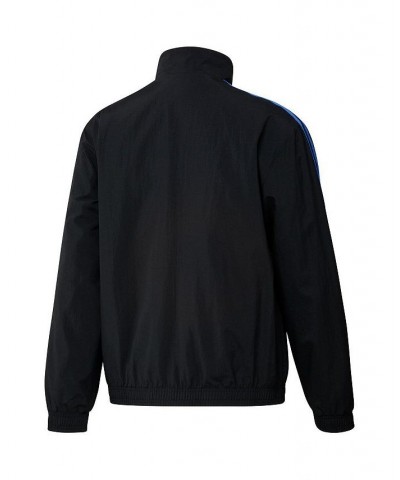 Men's Black and Blue San Jose Earthquakes 2023 On-Field Anthem Full-Zip Reversible Team Jacket $45.60 Jackets