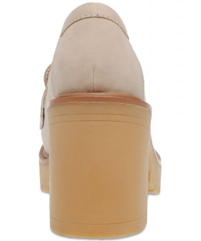 Jayjay Block-Heel Lug-Sole Penny Loafers Tan/Beige $37.13 Shoes