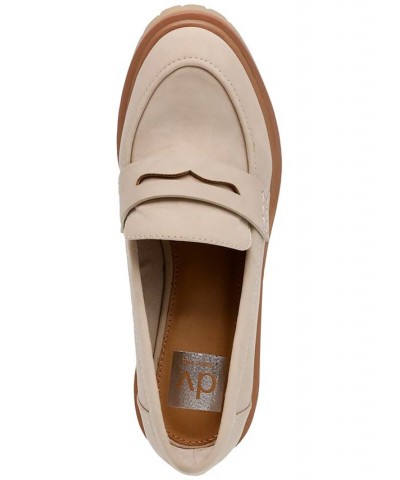 Jayjay Block-Heel Lug-Sole Penny Loafers Tan/Beige $37.13 Shoes