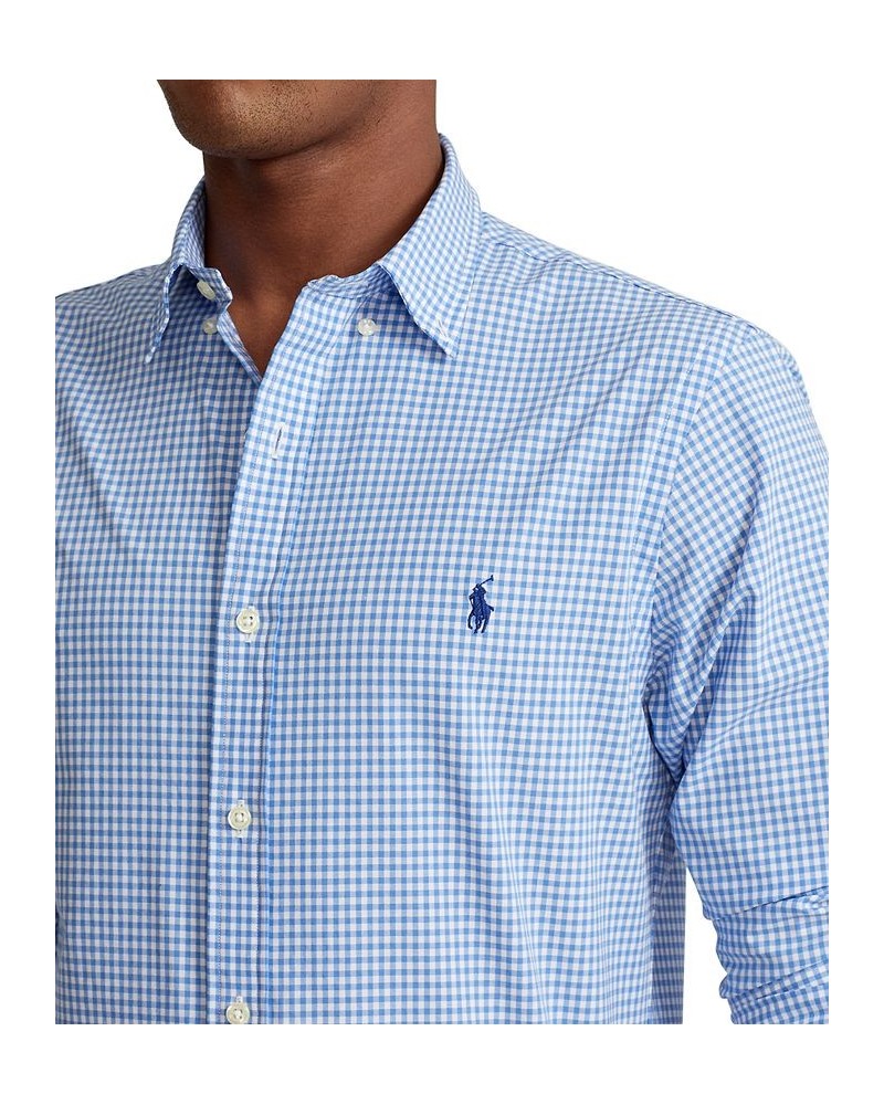 Men's Slim Fit Striped Stretch Poplin Shirt Blue/white Check $62.10 Shirts