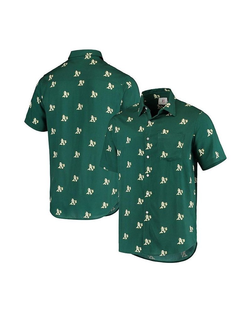 Men's Green Oakland Athletics Mini Print Logo Button-Up Shirt $32.80 Shirts