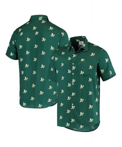 Men's Green Oakland Athletics Mini Print Logo Button-Up Shirt $32.80 Shirts