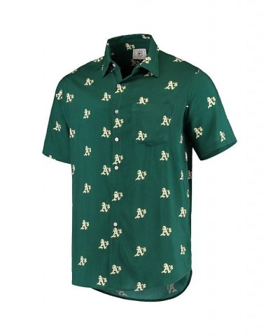 Men's Green Oakland Athletics Mini Print Logo Button-Up Shirt $32.80 Shirts