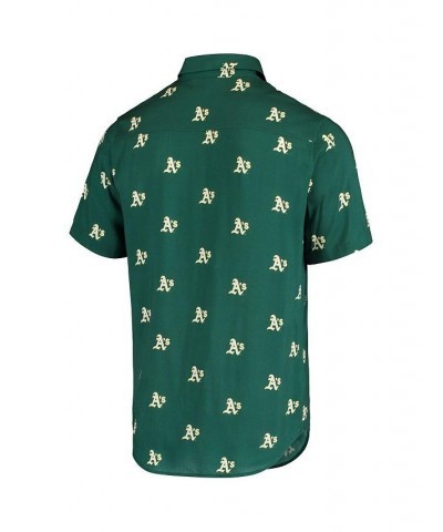 Men's Green Oakland Athletics Mini Print Logo Button-Up Shirt $32.80 Shirts