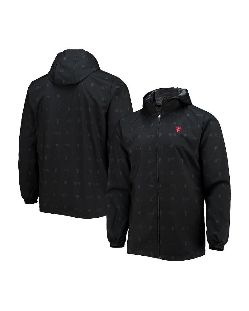 Men's Black Manchester United AEROREADY Full-Zip Hoodie Windbreaker Jacket $31.98 Jackets