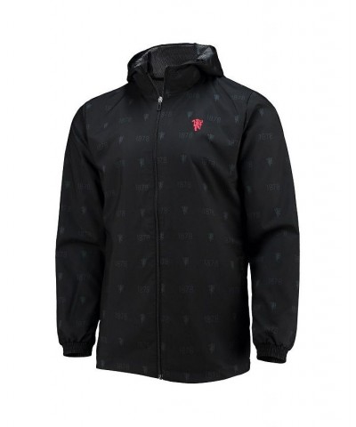 Men's Black Manchester United AEROREADY Full-Zip Hoodie Windbreaker Jacket $31.98 Jackets