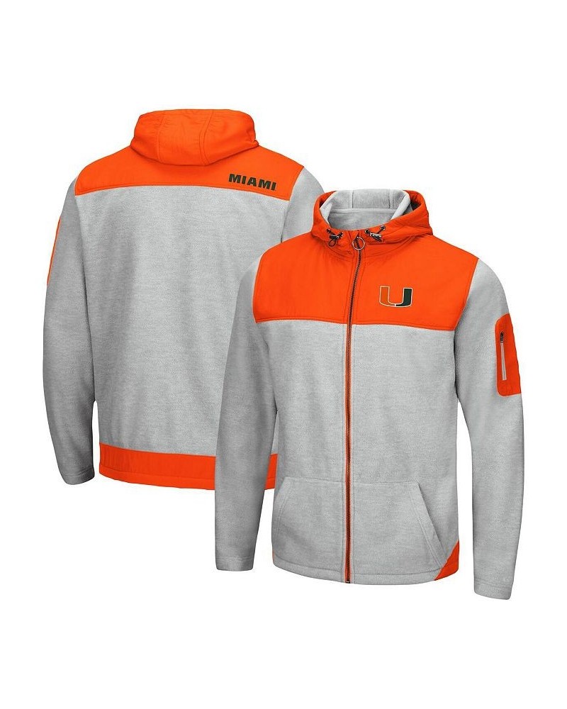 Men's Heathered Gray, Orange Miami Hurricanes Schwartz Full-Zip Hoodie $43.99 Sweatshirt